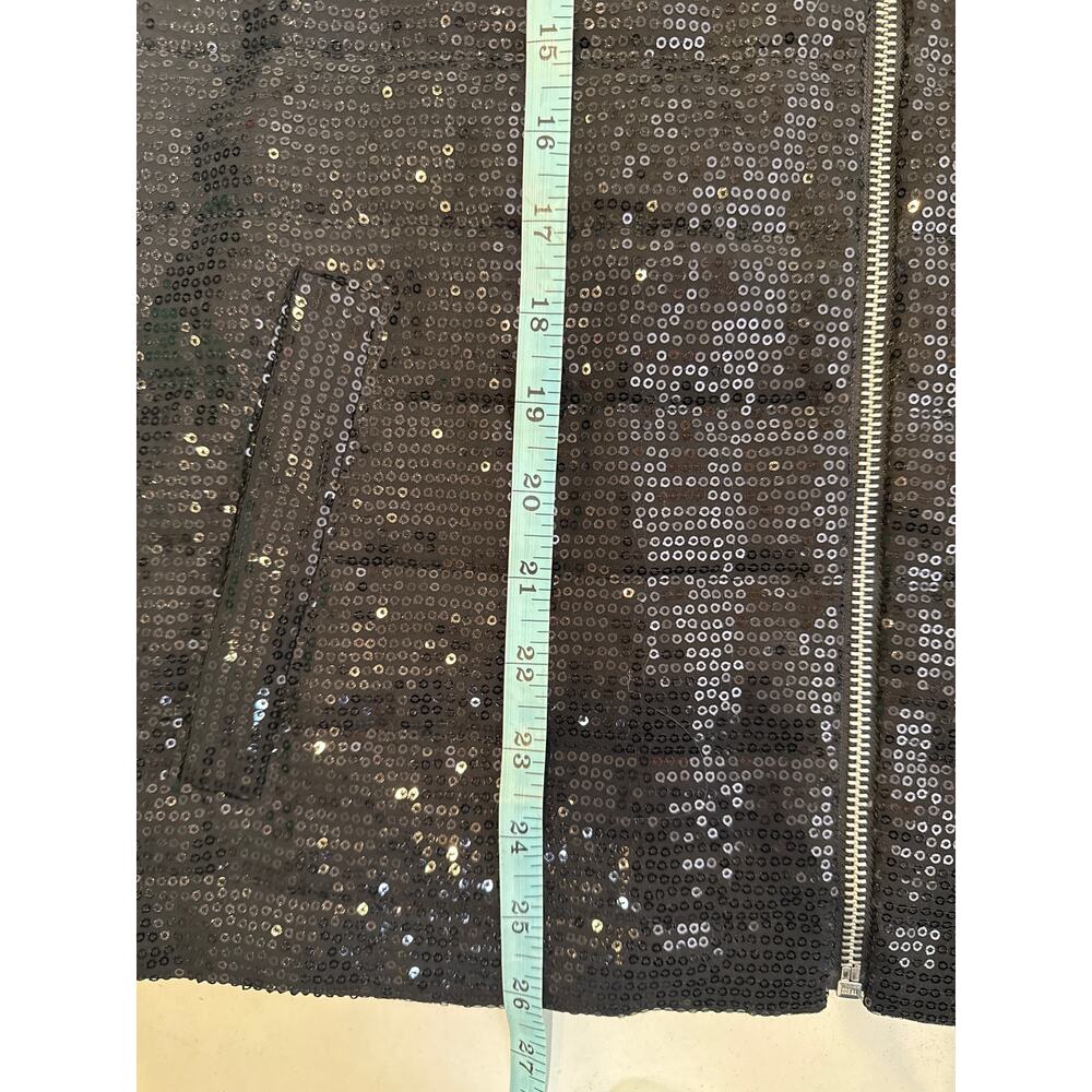 Chico’s Collection Black Sequin Zip Vest EUC Sz US L/12 or Chico’s 2 Polyester - Picture 10 of 10